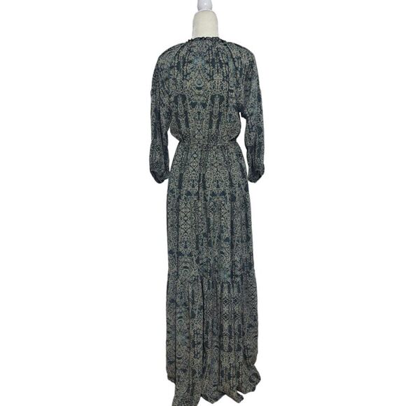 Ecote Women's Sage Green Floral Boho Cottagecore Maxi Tiered 3/4 Sleeves Large - Picture 6 of 10